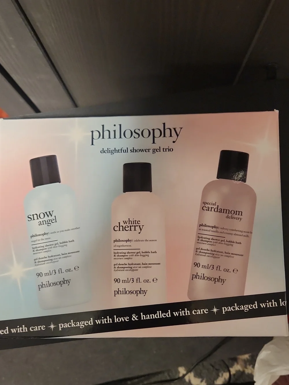 Philosophy Delightful Shower Gel Trio with Light Purple Headband. Brand New